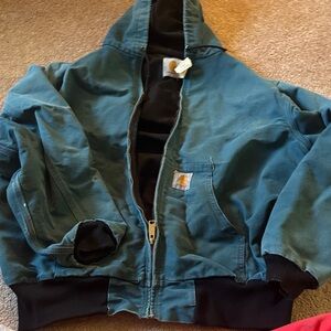 Vintage 90’s grail Carhartt men’s work jacket insulated teal sunset blue jr455